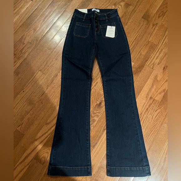 OAT New York Sailor Jeans Mid Rise Wide Leg Boot Cut Denim Pants 24 - Picture 1 of 6